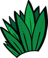 Green leaf with black outlines on a white background
